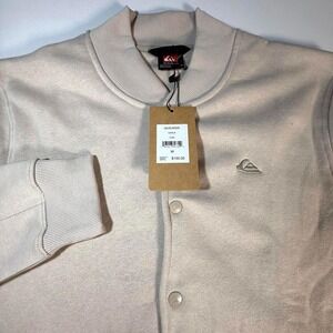 Quiksilver Beige Snap Button Bomber Jacket - Men's XL